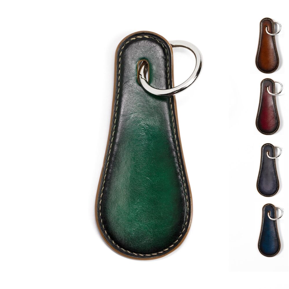 5607 Premium Italian Leather Handmade Shoehorn Keychain - Patina Finish